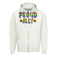Oatmeal Heather proud ally Zipper Hoodie - CowhideDigitalArt