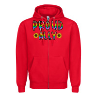 Red proud ally Zipper Hoodie - CowhideDigitalArt