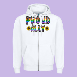 Proud Ally Zipper Hoodie Designed By Cowhidedigitalart