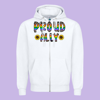 Proud Ally Zipper Hoodie Designed By Cowhidedigitalart