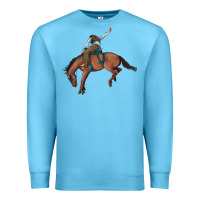 Ocean Blue bucking bronco cowboy rodeo Premium Sweatshirt - Artiststas