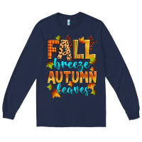 Navy fall breeze autumn leaves Long Sleeve Tee - Zillion Design Studio