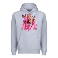 Heather Grey Hope Breast Cancer Caucasian hand nails Premium Hoodie - NancyCooperArtShop