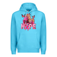 Ocean Blue Hope Breast Cancer Caucasian hand nails Premium Hoodie - NancyCooperArtShop