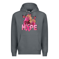 Rock Hope Breast Cancer Caucasian hand nails Premium Hoodie - NancyCooperArtShop