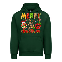 Forest Green merry christmas paws Urban Hoodie - MaliasSmallBusiness