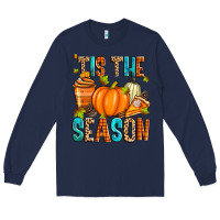 Navy 'tis the season fall Long Sleeve Tee - Zillion Design Studio