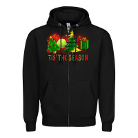 Black tis the season christmas with tennis ball and tree cookie Zipper Hoodie - FaDigitalArtStudio