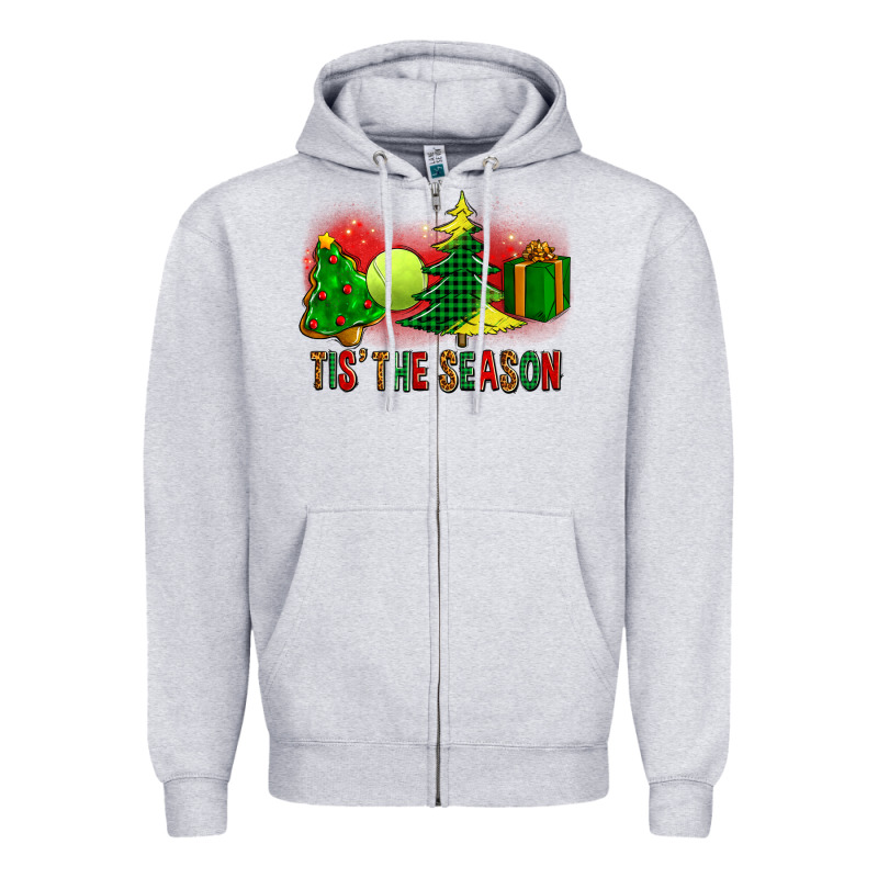 Tis The Season Christmas With Tennis Ball And Tree Cookie Zipper Hoodie by FaDigitalArtStudio | Teevron