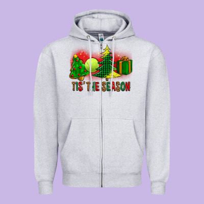 Tis The Season Christmas With Tennis Ball And Tree Cookie Zipper Hoodie Designed By Fadigitalartstudio