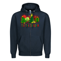 Navy tis the season christmas with tennis ball and tree cookie Zipper Hoodie - FaDigitalArtStudio