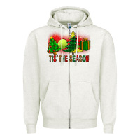 Oatmeal Heather tis the season christmas with tennis ball and tree cookie Zipper Hoodie - FaDigitalArtStudio