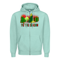 Seafoam tis the season christmas with tennis ball and tree cookie Zipper Hoodie - FaDigitalArtStudio