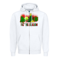 White tis the season christmas with tennis ball and tree cookie Zipper Hoodie - FaDigitalArtStudio