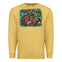 Antique Gold bucking bronco cowboy rodeo cactus and sunflowers Premium Sweatshirt - Artiststas
