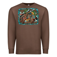 Chestnut bucking bronco cowboy rodeo cactus and sunflowers Premium Sweatshirt - Artiststas