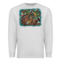 Dove Grey bucking bronco cowboy rodeo cactus and sunflowers Premium Sweatshirt - Artiststas