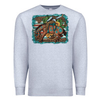 Heather Grey bucking bronco cowboy rodeo cactus and sunflowers Premium Sweatshirt - Artiststas