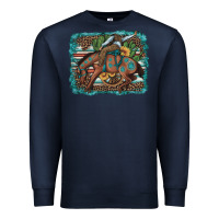 Navy bucking bronco cowboy rodeo cactus and sunflowers Premium Sweatshirt - Artiststas