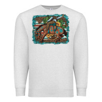 Oatmeal Heather bucking bronco cowboy rodeo cactus and sunflowers Premium Sweatshirt - Artiststas