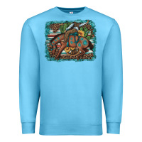 Ocean Blue bucking bronco cowboy rodeo cactus and sunflowers Premium Sweatshirt - Artiststas