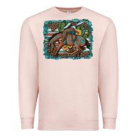 Pale Pink bucking bronco cowboy rodeo cactus and sunflowers Premium Sweatshirt - Artiststas