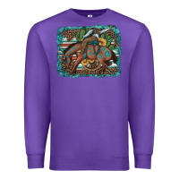 Purple bucking bronco cowboy rodeo cactus and sunflowers Premium Sweatshirt - Artiststas