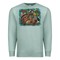 Seafoam bucking bronco cowboy rodeo cactus and sunflowers Premium Sweatshirt - Artiststas