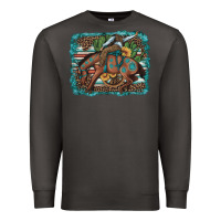 Smoke bucking bronco cowboy rodeo cactus and sunflowers Premium Sweatshirt - Artiststas