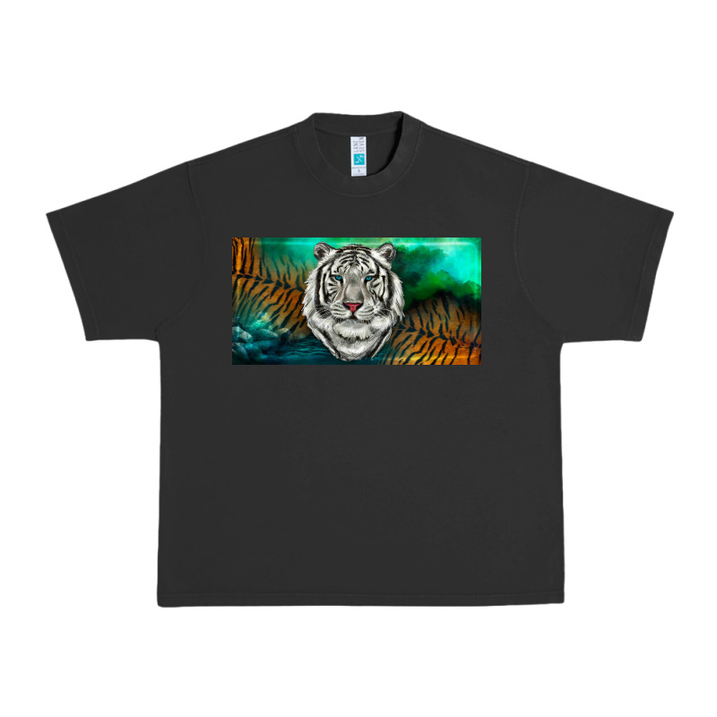 White Tiger Forest License Plate Urban Heavy Tee by RanaPortraitStore | Teevron