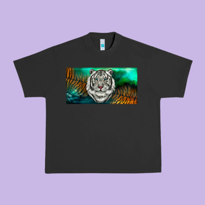White Tiger Forest License Plate Urban Heavy Tee Designed By Ranaportraitstore
