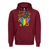 Burgundy proud dad love Zipper Hoodie - CowhideDigitalArt