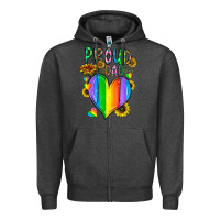 Charcoal Heather proud dad love Zipper Hoodie - CowhideDigitalArt