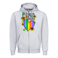 Heather Grey proud dad love Zipper Hoodie - CowhideDigitalArt