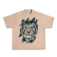 Burro White Tiger Scratch Mark Urban Heavy Tee - RanaPortraitStore