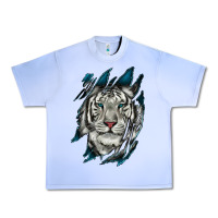 Grape Ice White Tiger Scratch Mark Urban Heavy Tee - RanaPortraitStore