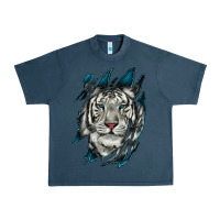 Midnight Navy White Tiger Scratch Mark Urban Heavy Tee - RanaPortraitStore