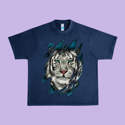 White Tiger Scratch Mark Urban Heavy Tee Designed By Ranaportraitstore