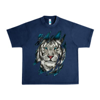 Navy White Tiger Scratch Mark Urban Heavy Tee - RanaPortraitStore