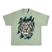 Oil Green White Tiger Scratch Mark Urban Heavy Tee - RanaPortraitStore