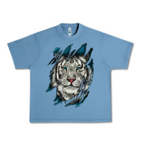 Pebble Blue White Tiger Scratch Mark Urban Heavy Tee - RanaPortraitStore