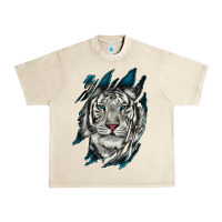 Sandshell White Tiger Scratch Mark Urban Heavy Tee - RanaPortraitStore