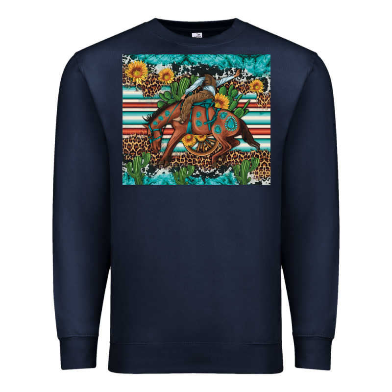Bucking Bronco Cowboy Rodeo Cactus And Sunflowers Premium Sweatshirt by Artiststas | Teevron