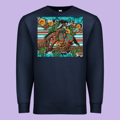 Bucking Bronco Cowboy Rodeo Cactus And Sunflowers Premium Sweatshirt Designed By Artiststas