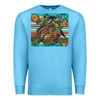 Ocean Blue bucking bronco cowboy rodeo cactus and sunflowers Premium Sweatshirt - Artiststas