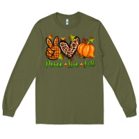 Army Green peace love fall Long Sleeve Tee - Zillion Design Studio