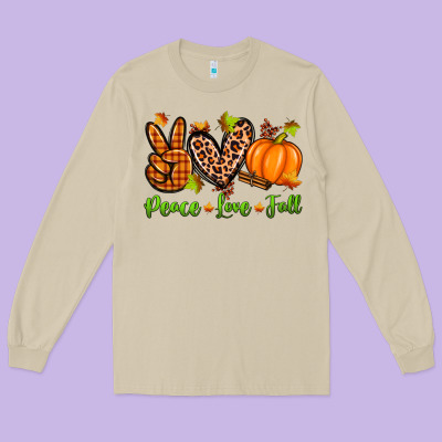 Peace Love Fall Long Sleeve Tee Designed By Zillion Design Studio