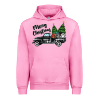 Fuchsia Pink merry christmas truck Urban Hoodie - MaliasSmallBusiness