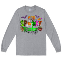 Heather Grey one spooky teacher Long Sleeve Tee - Zillion Design Studio