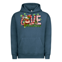 Pigment Midnight Navy love christmas deer Urban Hoodie - MaliasSmallBusiness